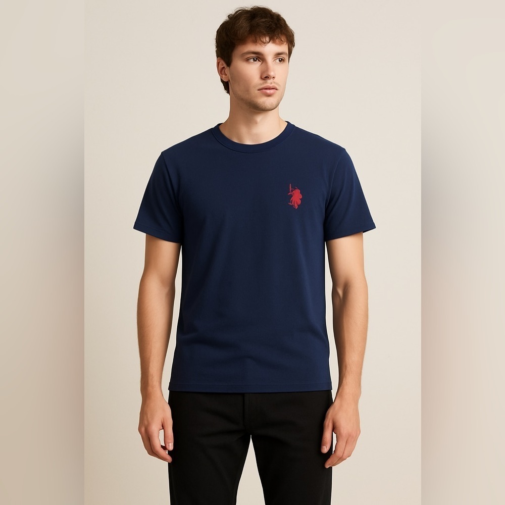 U.S. Polo Assn Navy Blue 100% Cotton Logo T-Shirt Size M